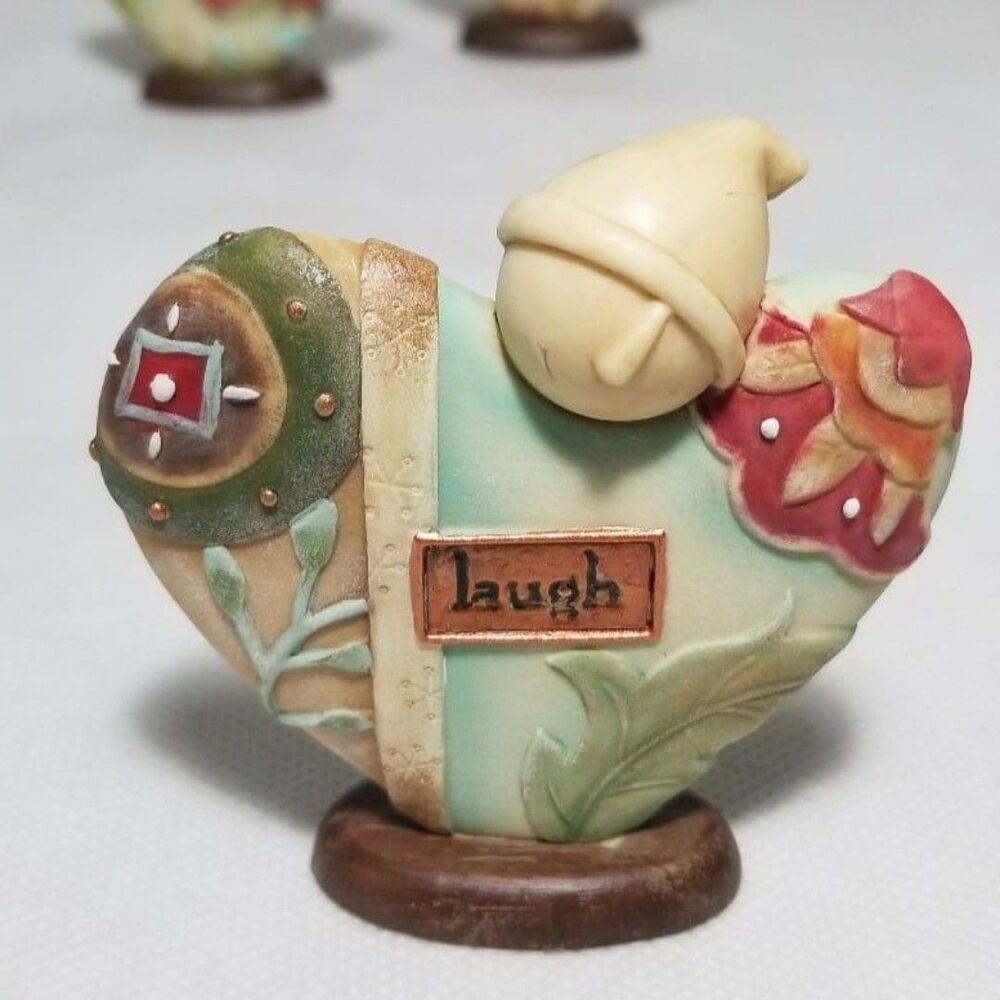Vintage Enesco Take Heart by Karen Hahn Figures "Giggle" "Cozy" "Laugh" 2007 - Picture 5 of 12